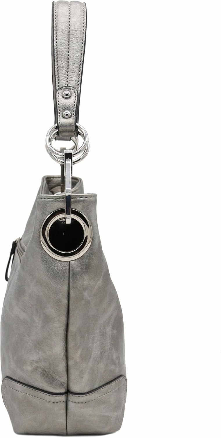 Alyssa Hobo Shoulder Bag with Big Snap Hook Hardware - Image 3